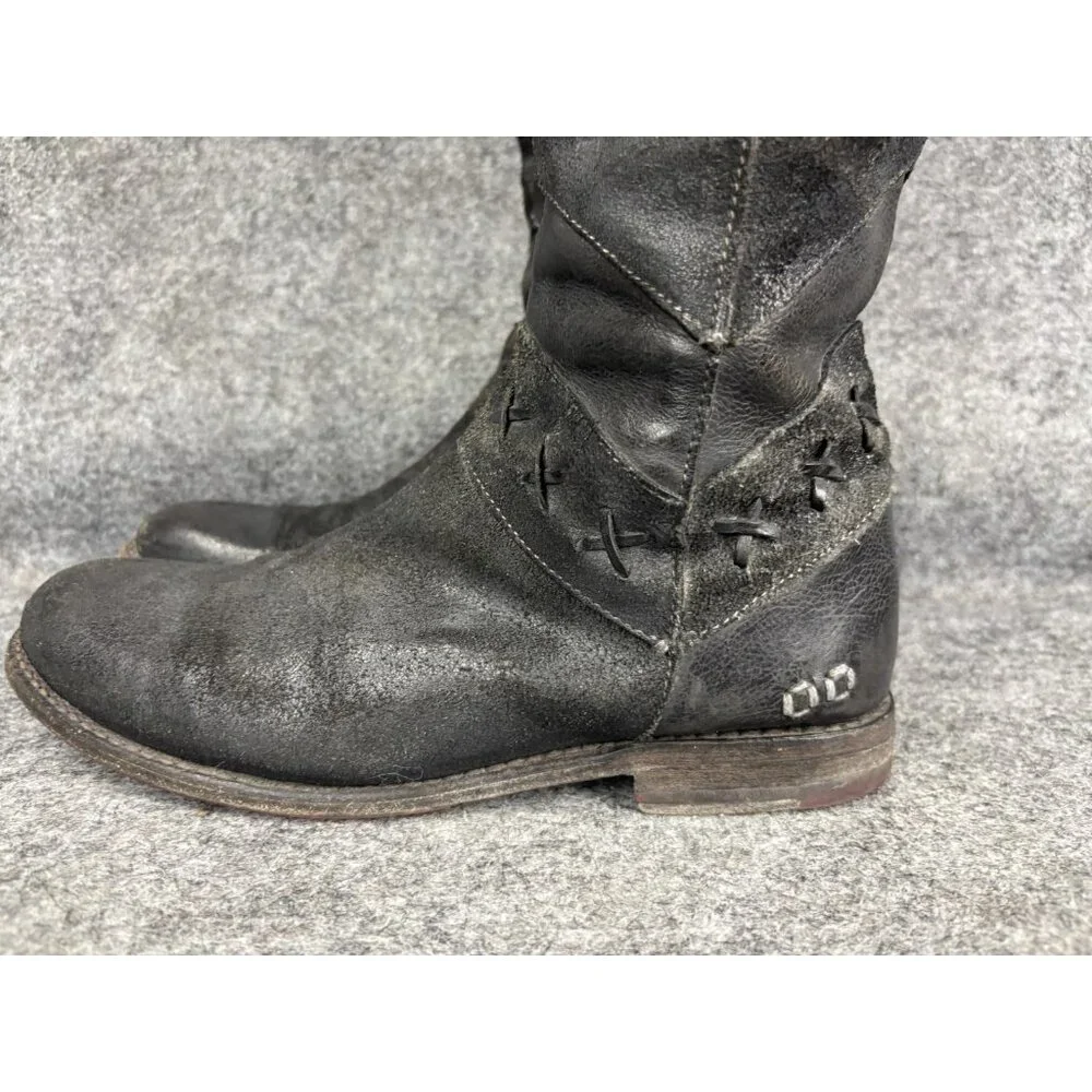 Bed Stu Midge Boots Womens‎ Size 8 Black Tall Leather Riding Knee High Western
